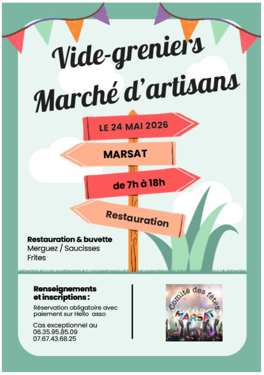Vide grenier, marché d'artisans - Comité des fêtes de Marsat