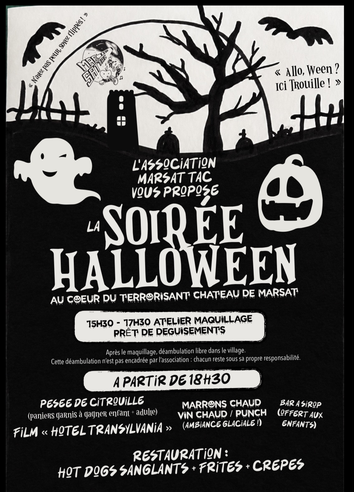 Soirée Halloween au château organisée par l'association Marsat Tac